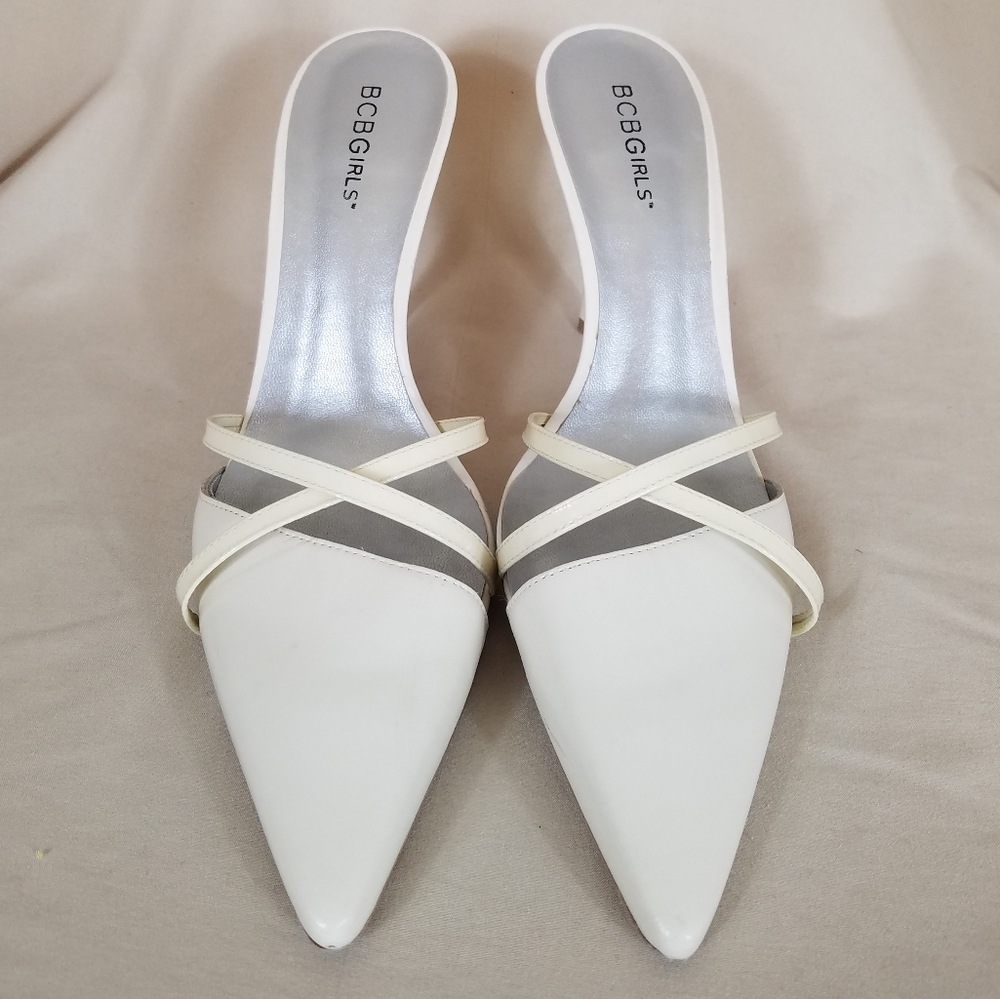 BCBGirls Ivory Stiletto Mules